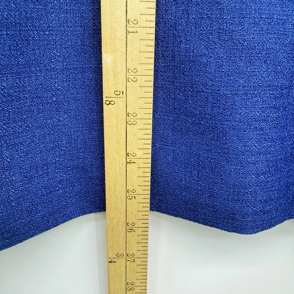 Le Suit Petite 14P Blue 2‎ Pc Skirt Suit Set Career Office Lined Short Sleeve